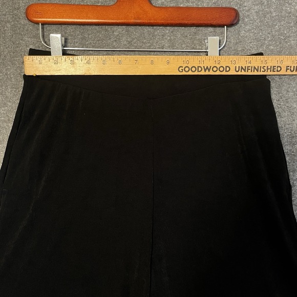 Chicos Travelers Wide Leg Pants Sz 1 US Medium Black Acetate Blend Crop Pull on - Picture 4 of 10